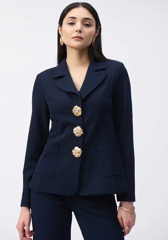 Joseph Ribkoff Scuba Crepe Fitted Blazer, Navy Women's lightweight jackets