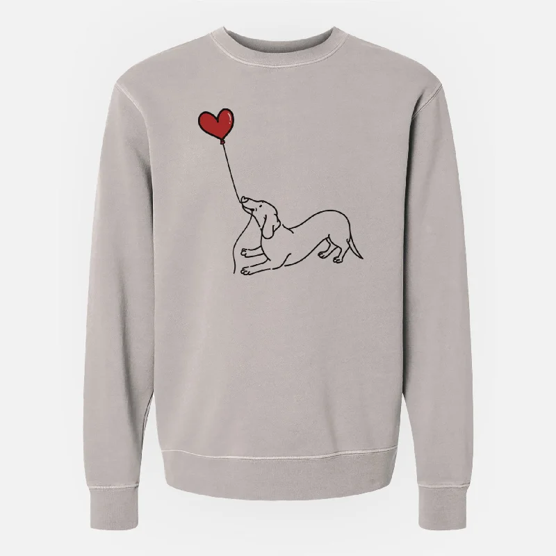 Dachshund Heart String - Unisex Pigment Dyed Crew Sweatshirt Trendy Sweatshirt Hoodie