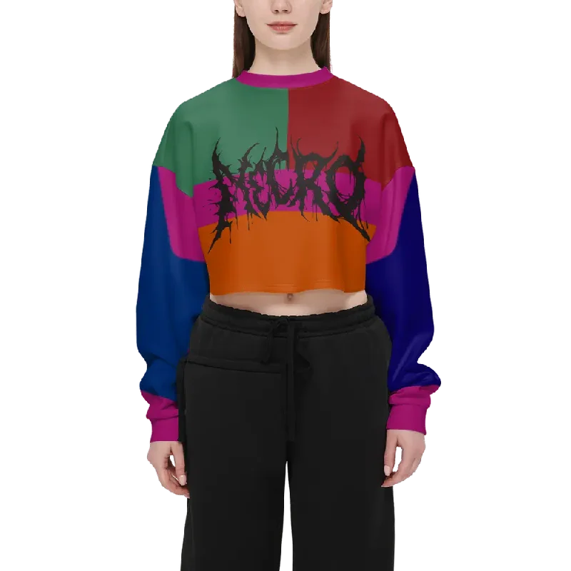 Necro - Black Death Metal Logo - Women’s Cropped Crewneck Sweatshirt Hoodie Sweatshirt for Fall