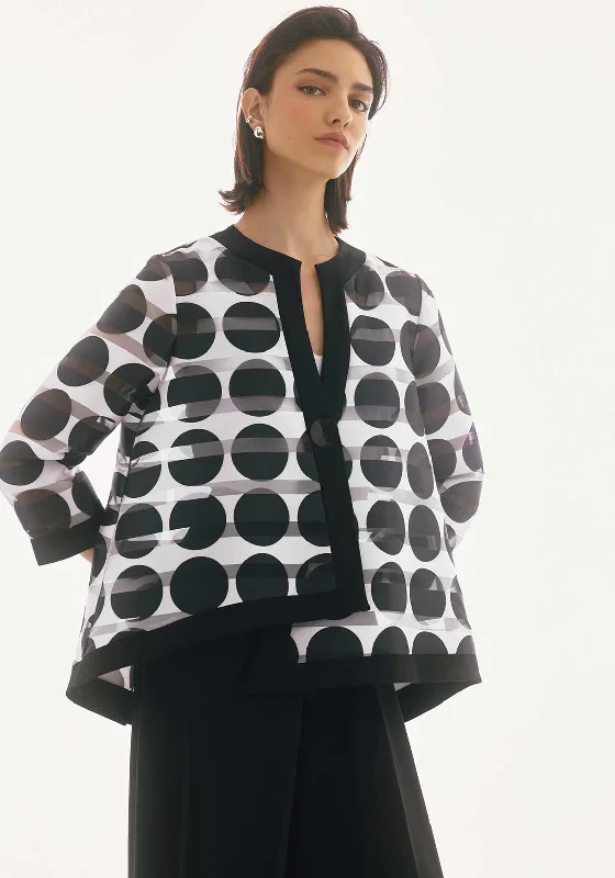 Joseph Ribkoff Polka Dot Sheer Stripe Jacket, Black Women's reflective jackets