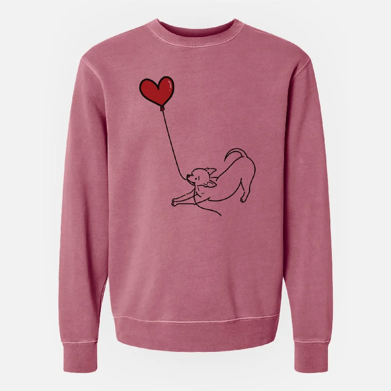 Chihuahua Heart String - Unisex Pigment Dyed Crew Sweatshirt Trendy Hoodie Sweatshirt