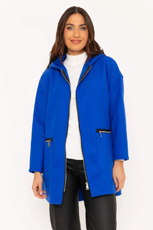 Blue Zip Up Jacket With Hood Women's weekend jackets