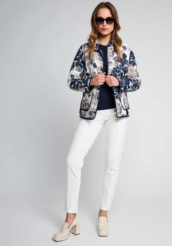 Micha Floral Padded Jacket, Beige and Navy Women's college jackets