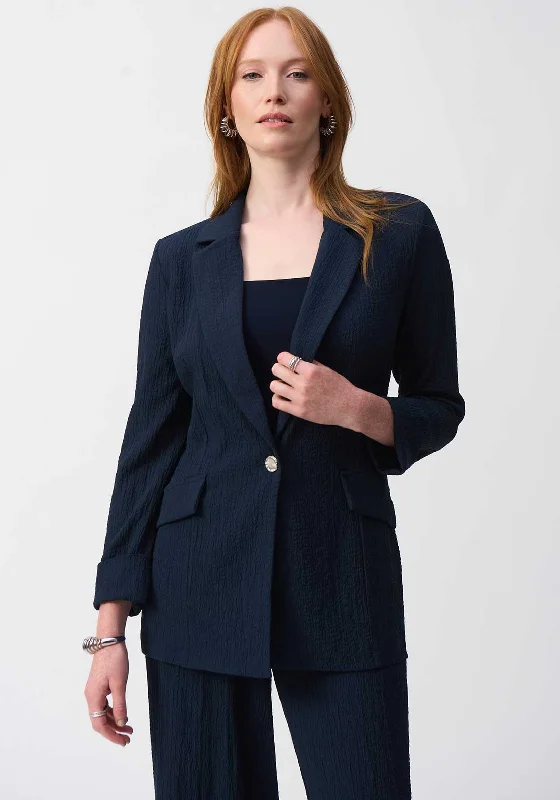 Joseph Ribkoff Woven Single Breasted Blazer, Navy Women's discounted jackets