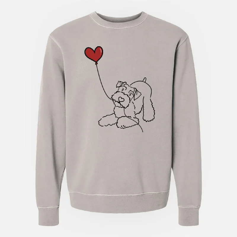 Mini Schnauzer Heart String - Unisex Pigment Dyed Crew Sweatshirt Casual Pullover Hoodies