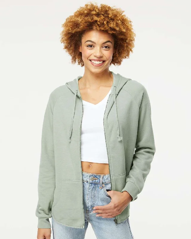 Women's California Wave Wash Full-Zip Hooded Sweatshirt Relaxed Sweatshirt Look