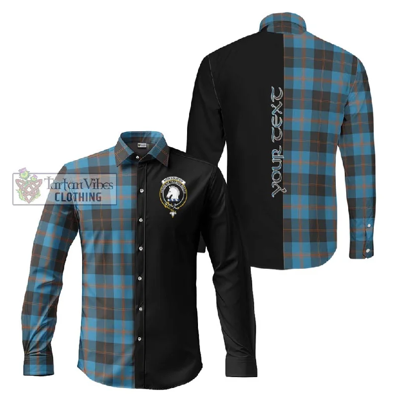 Horsburgh Tartan Long Sleeve Button Shirt with Family Crest and Half Of Me Style