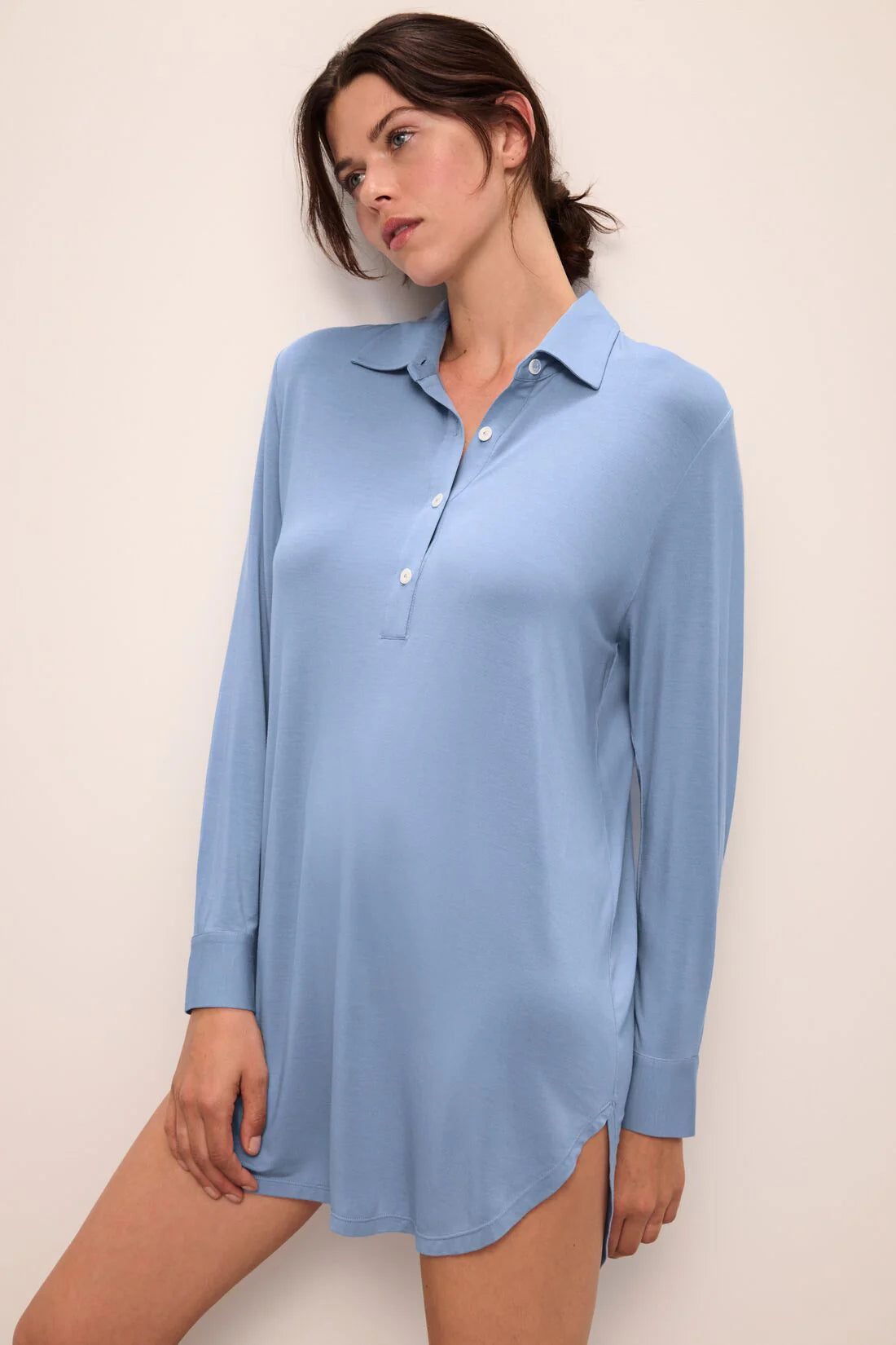 Eberjey Gisele Boyfriend Sleepshirt - Wedgewood Blue Winter pajama sets