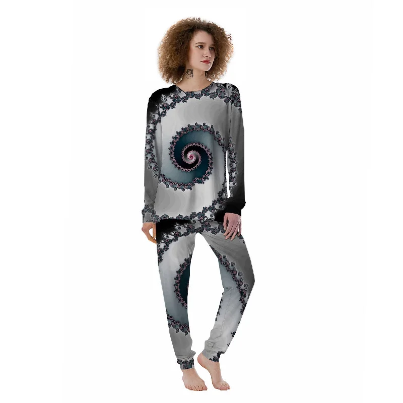 Fractal Infinite Print Women's Pajamas Warm pajama sets