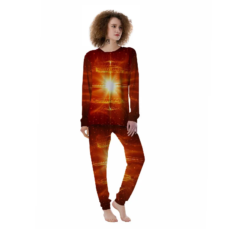 Fractal Light Print Women's Pajamas Knitted pajama sets