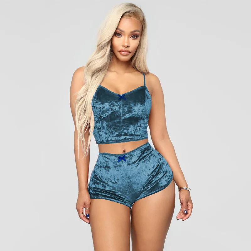 Sexy Velvet Two Piece Set Elegant pajama sets