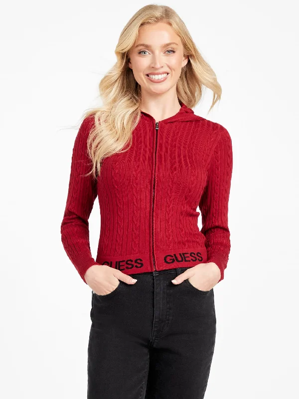 Elise Cable-Knit Sweater Zip Hoodie Boho-style sweaters