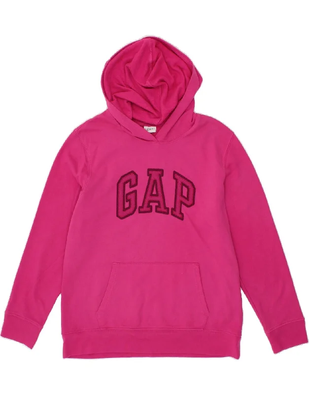 GAP Womens Graphic Hoodie Jumper UK 16 Large Pink Cotton Warm sweaters