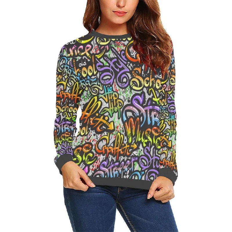 Graffiti Print Pattern Women's Sweatshirt Designer sweaters