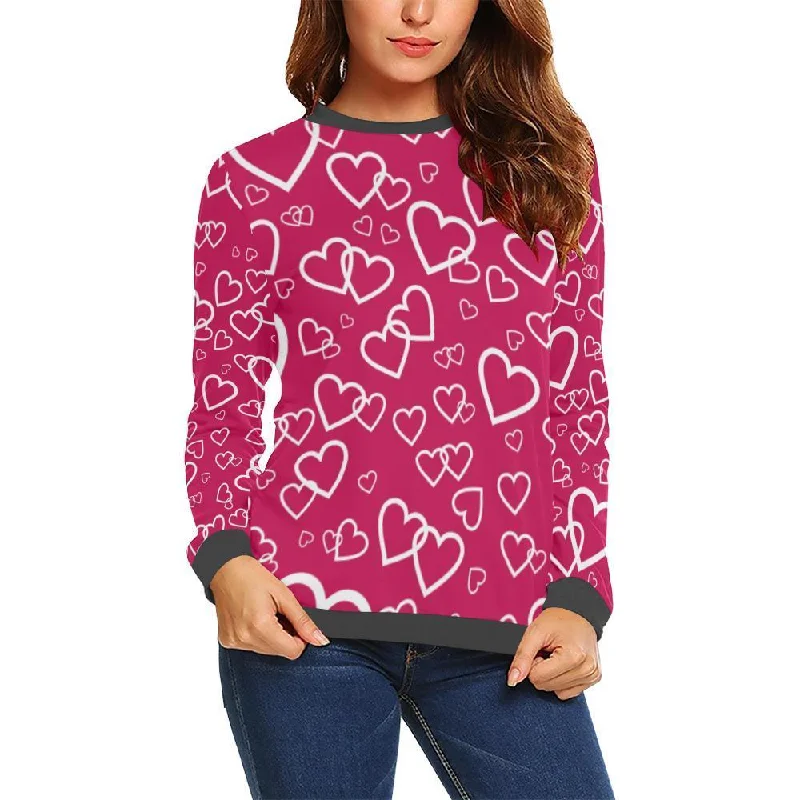 Heart Pattern Print Women's Sweatshirt Women's sweaters