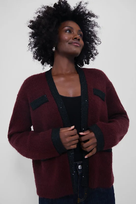 Oxblood Boucle Fallon Cardigan Christmas sweaters