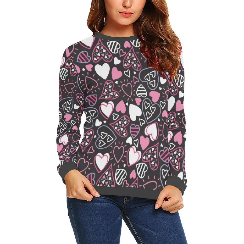 Pattern Print Heart Women's Sweatshirt Cashmere sweaters