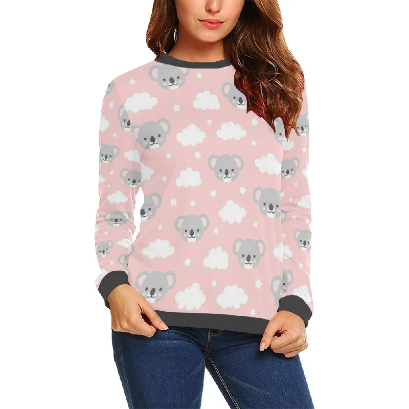 Pink Koala Pattern Print Women's Sweatshirt Mohair sweaters