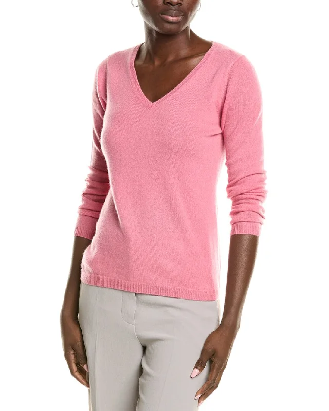 sofiacashmere Modern V-Neck Cashmere Sweater Warmest sweaters for extreme cold