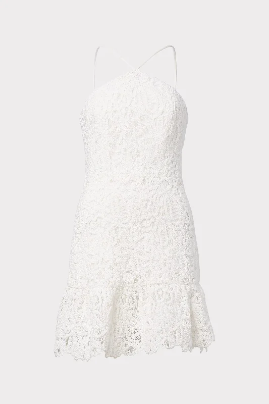 Dyan Crochet Embroidered High Neck Dress Spring mini dresses