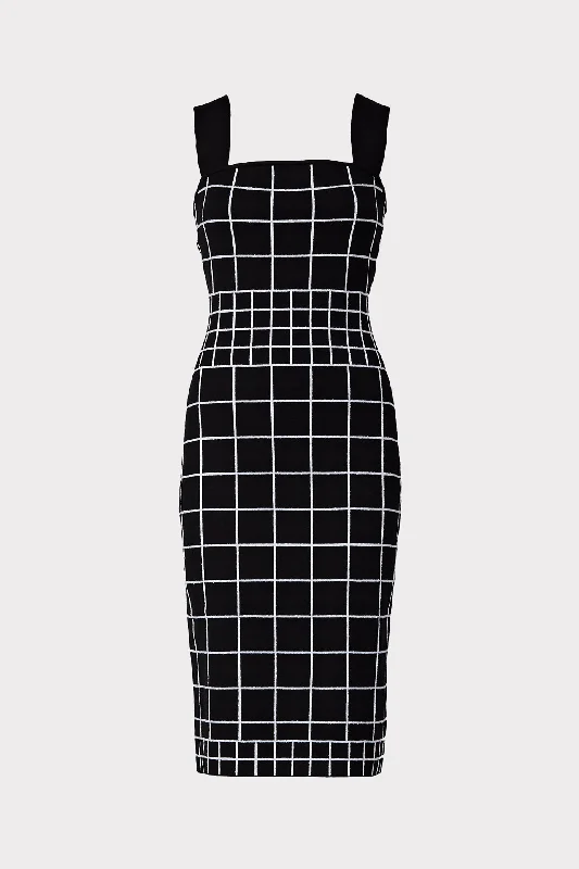 Windowpane Jacquard Column Dress Shein mini dresses