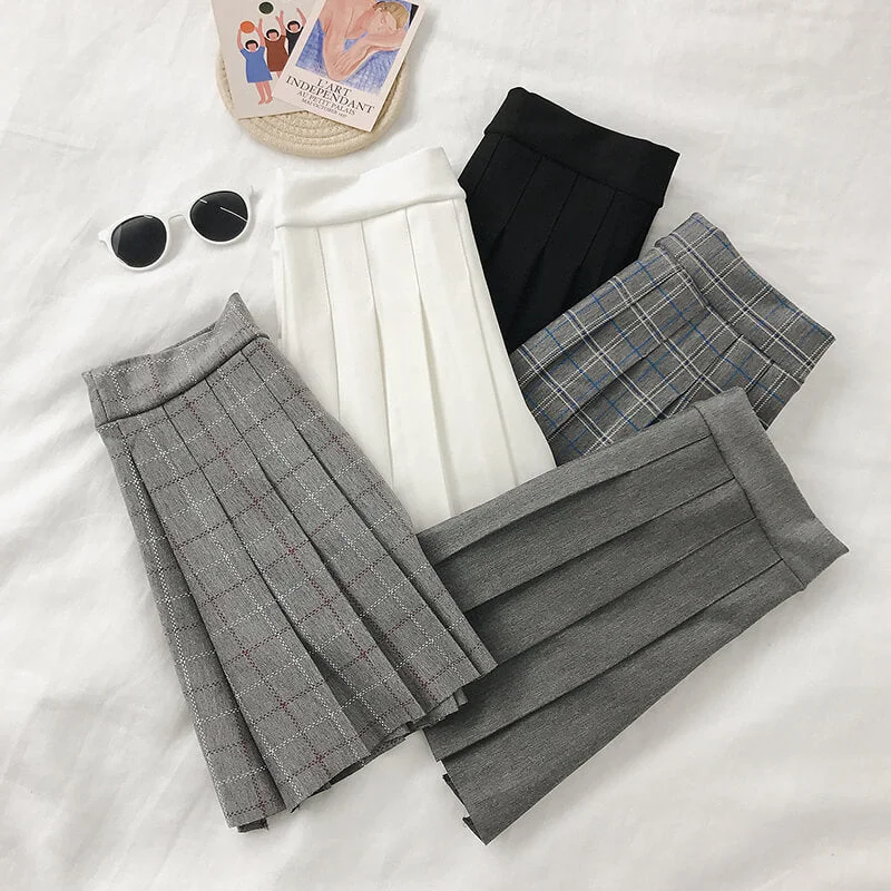 5 COLORS PLAID PLEATED SKIRT BY61144 Minimalist unclassified skirts