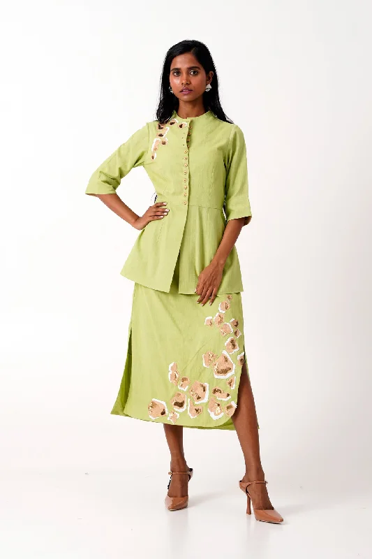 Spring Green Sierra Skirt Set - Peplum Top + Tapered Skirt Wedding guest unclassified skirts