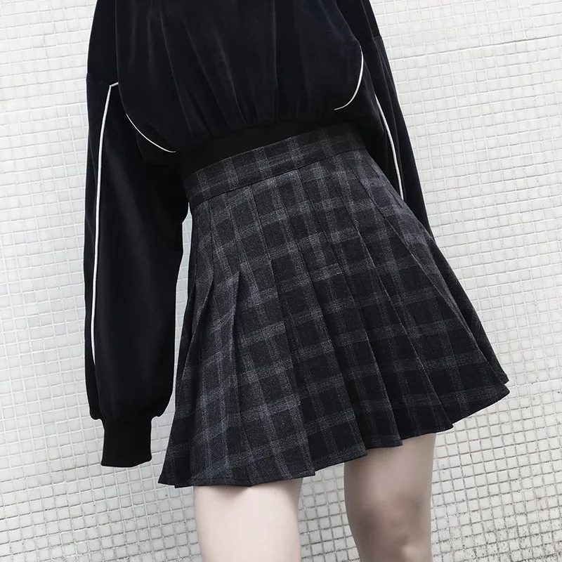 ULZZANG PLAID PLEATED SKIRT BY63130 Cotton unclassified skirts