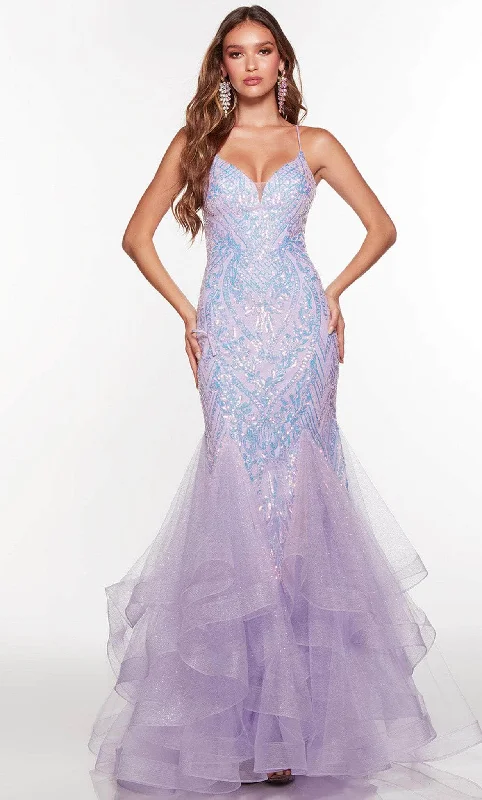 Alyce Paris 61404 - V-Neck Ruffled Mermaid Prom Gown Halter party dresses