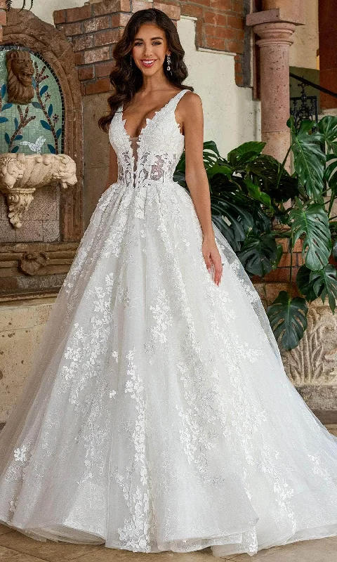 Rachel Allan Bridal RB5060 - Plunging Neckline Embroidered Bridal Gown Glamorous party dresses