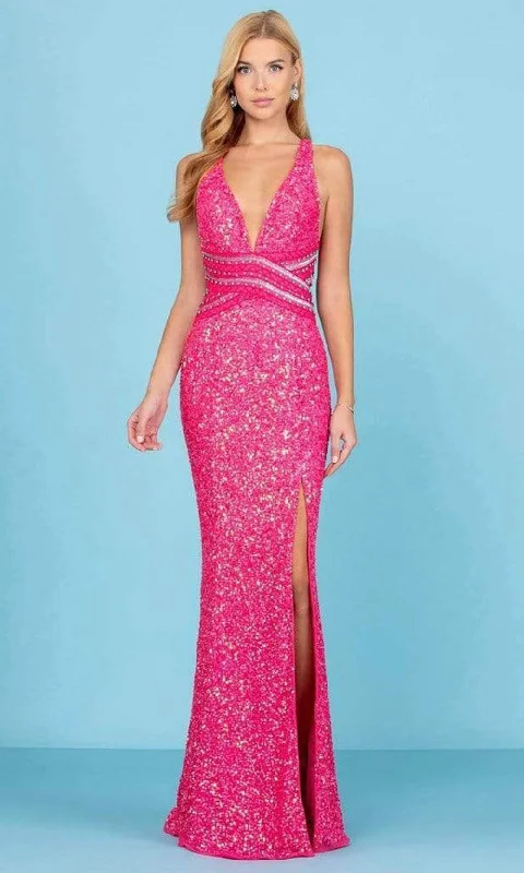 SCALA - 60301 V-Neck Sequin High Slit Gown Best party dresses for cocktail parties