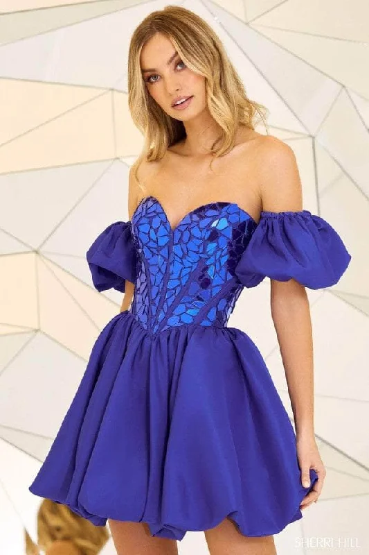 Sherri Hill 55220 - Off-Shoulder Corset Cocktail Dress Ruffled party dresses