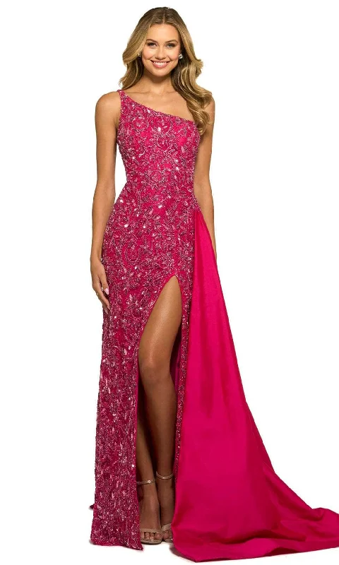 Sherri Hill 55450 - Beaded Allover Asymmetric Long Gown Silk party dresses