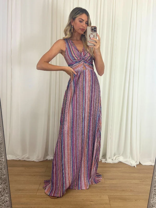 Florence Stripe Sparkle Maxi Dress in Multi Best maxi dresses for plus size