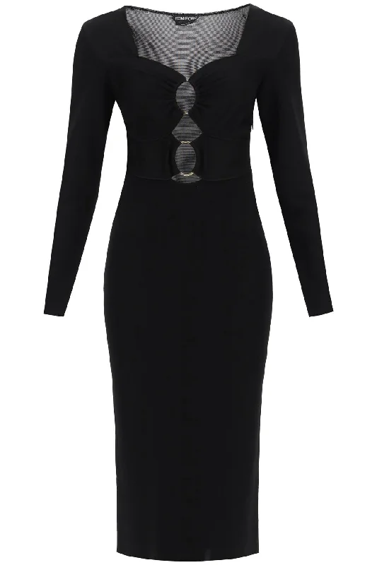 Knitted Midi Dress With Cut-outs  - Nero Glamorous midi dresses