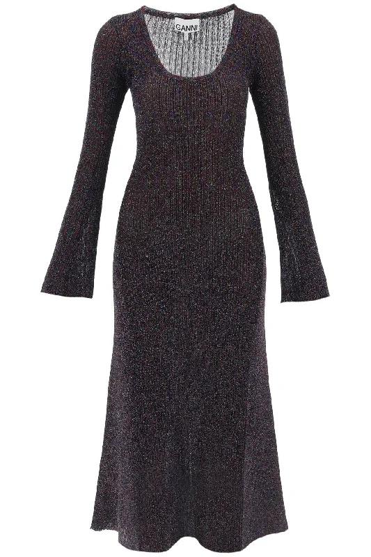 Lurex-knit Midi Dress  - Metallic Y2K midi dresses