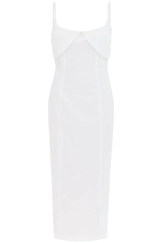 Midi Dress With Ruffles  - White Summer midi dresses