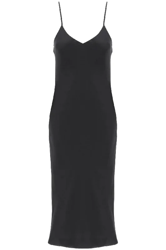 Midi Crêpe Slip Dress  - Black Best midi dresses for petites