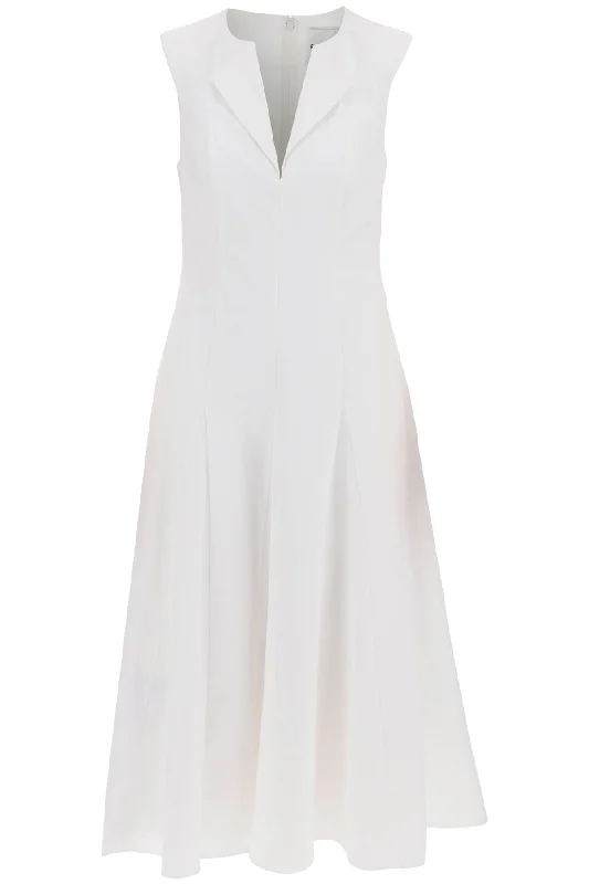 Cotton Poplin Midi Dress In  - White Silk midi dresses