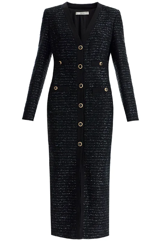 Midi Tweed Dress With Sequins  - Black Best midi dresses for curvy figures