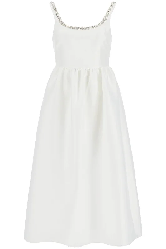 'diamond Taffeta Midi Dress  - White Lightweight midi dresses for hot weather