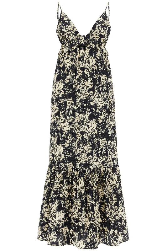 Satin Midi Slip Dress In Eight  - Black Cute floral print midi dresses