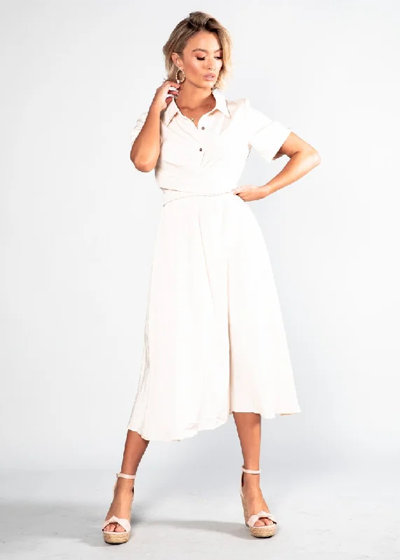 Delicate Hearts Midi Shirt Dress - Peach Tiered midi dresses