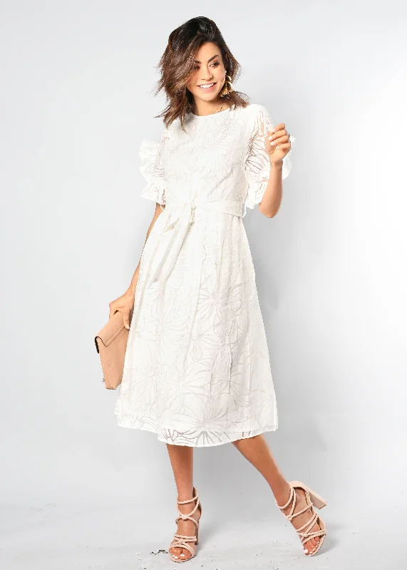 La Belle Midi Dress w/ Tie - White Revolve midi dresses