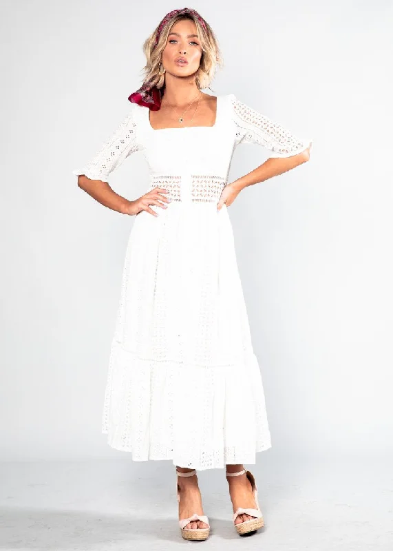 La Rambla Embroidered Midi Dress - White Expensive midi dresses