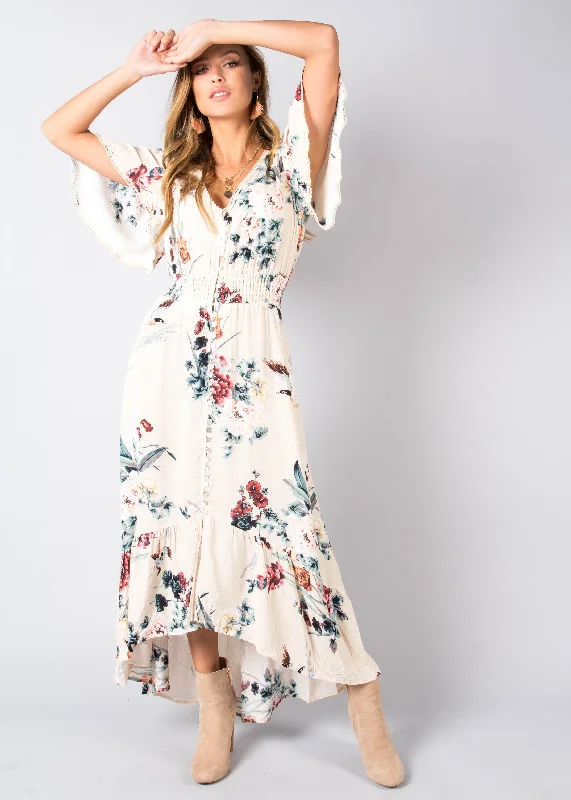 Leaving California Midi Dress - Peony Stretchy midi dresses