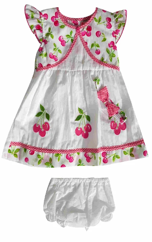 Baby Girls 3 Piece Floral Bow Dress Set Knickers & Bow Headband Age 6-24 M Designer floral dresses