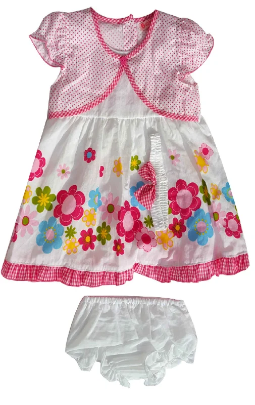 Baby Girls 3 Piece Floral Bow Dress Set Knickers & Bow Headband Age 6-24 M Expensive floral dresses