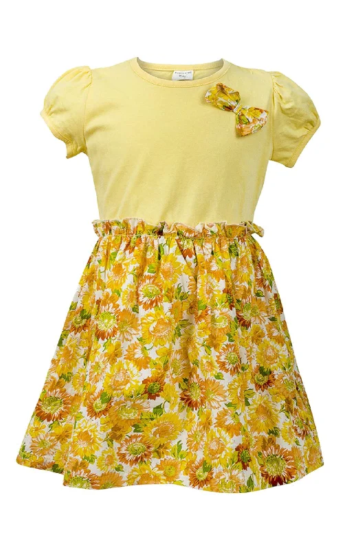 Ex Chain Store Girls Floral Bow Detail Elasticated Waist Dress Age 1 to 8 Years Cheap floral dresses