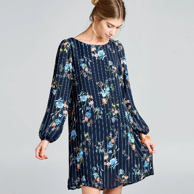 Floral Stripe Shift Dress Chic floral dresses